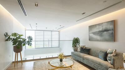The family room which overlooks the main living area.