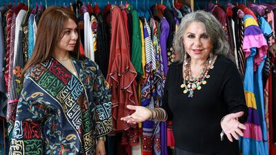 The artistic handwriting of Arabic script dominates her embroidered modern designs, with poetry or letters scattered in bright colours.