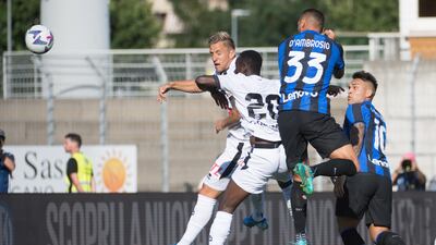Inter Milan's Danilo D'Ambrosio scores against FC Lugano in Switzerland, on July 12. EPA