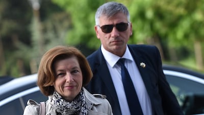 Minister of Defence of France Florence Parly (L) arrives at the plenary session of the Informal meeting of defence ministers at the National Palace of Culture in Sofia, Bulgaria, on May 5, 2018. Borislav Troshev / EPA