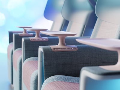 The Sequel Seat features individual trays and adjustable back support. Layer