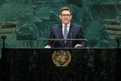 British Prime Minister Andy Burnham addresses the 81st United Nations General Assembly at UN headquarters in New York City, US, September 22, 2026. REUTERS / Eduardo Munoz