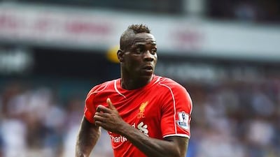 Mario Balotelli makes a run for Liverpool in their English Premier League match against Tottenham Hotspur at White Hart Lane on August 31, 2014 in London, England. Jamie McDonald / Getty Images