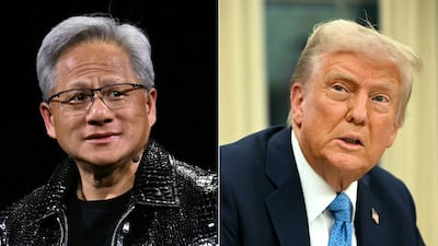 Nvidia chief executive Jensen Huang and US President Donald Trump. AFP