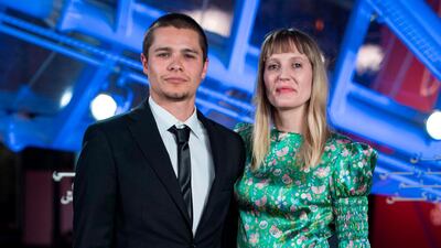 British actors Shannon Murphy and Toby Wallace attend the tribute to Bertrand Tavernier during the 18th Marrakech International Film Festival on December 1, 2019. AFP