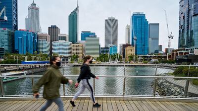 People are seen around Perth, Australia. Western Australia's Covid-19 lockdown restrictions were lifted at 6pm on Friday after no new community coronavirus cases were recorded in the last week. Getty Images