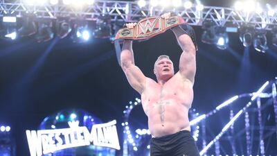 Brock Lesnar's reign as WWE Universal champion, which began at WrestleMania 33, will continue when he retains the title at SummerSlam on Sunday. Image courtesy of WWE.