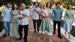 Jordan's King Abdullah II, third left, and Queen Rania, third right, with their children, grandchildren as well as son-in-law and daughter-in-law. Instagram/Queen Rania.