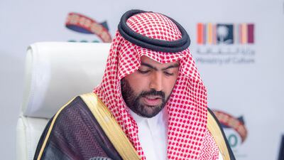 Saudi Minister of Culture Prince Badr Abdullah bin Farhan addresses global cultural leaders at the Joint Meeting for the Ministers of Culture on the sidelines of the G20. Courtesy the Saudi Ministry of Culture