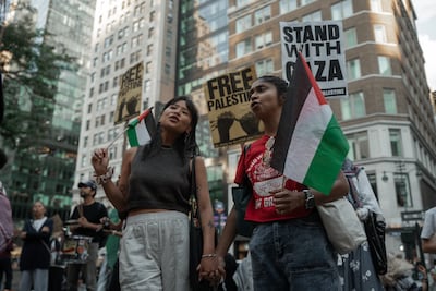 A pro-Palestine protest in New Yorkon Friday. Many establishment Democrats view such activism over Gaza as being too radical for voters. EPA