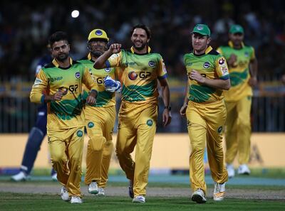 Stars such as Shahid Afridi, centre, will return to Sharjah for the second T10 League. Getty Images