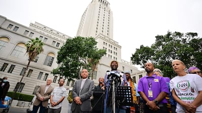 Pastor Kelvin Sauls speaks out after a recorded, racially charged leaked conversation between leaders at City Hall and the president of the Los Angeles County Federation of Labour. AFP