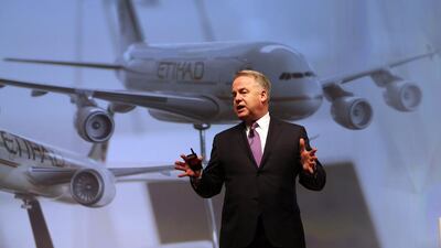 James Hogan said Etihad is also looking to add destinations via codeshares with Philippine Airlines, Garuda Indonesia and Malaysia Airlines. Karim Sahib / AFP