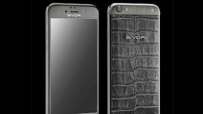 The AED 13,700 Givori Phantom Black Platinum iPhone 6. Courtesy Givori
