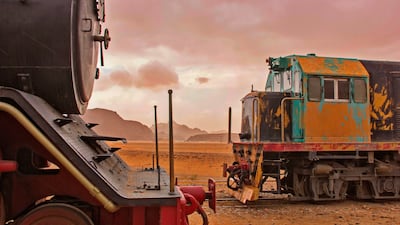Preserved steam locomotive train, at Hejaz railway near Wadi Rum desert, Jordan. The train has been used in the movie "Lawrence of Arabia". Getty Images