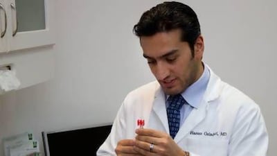 Dr Hassan Galadari at his clinic as he prepares an injection of polycaprolactone. Photo Courtesy of Dr Hassan Galadari