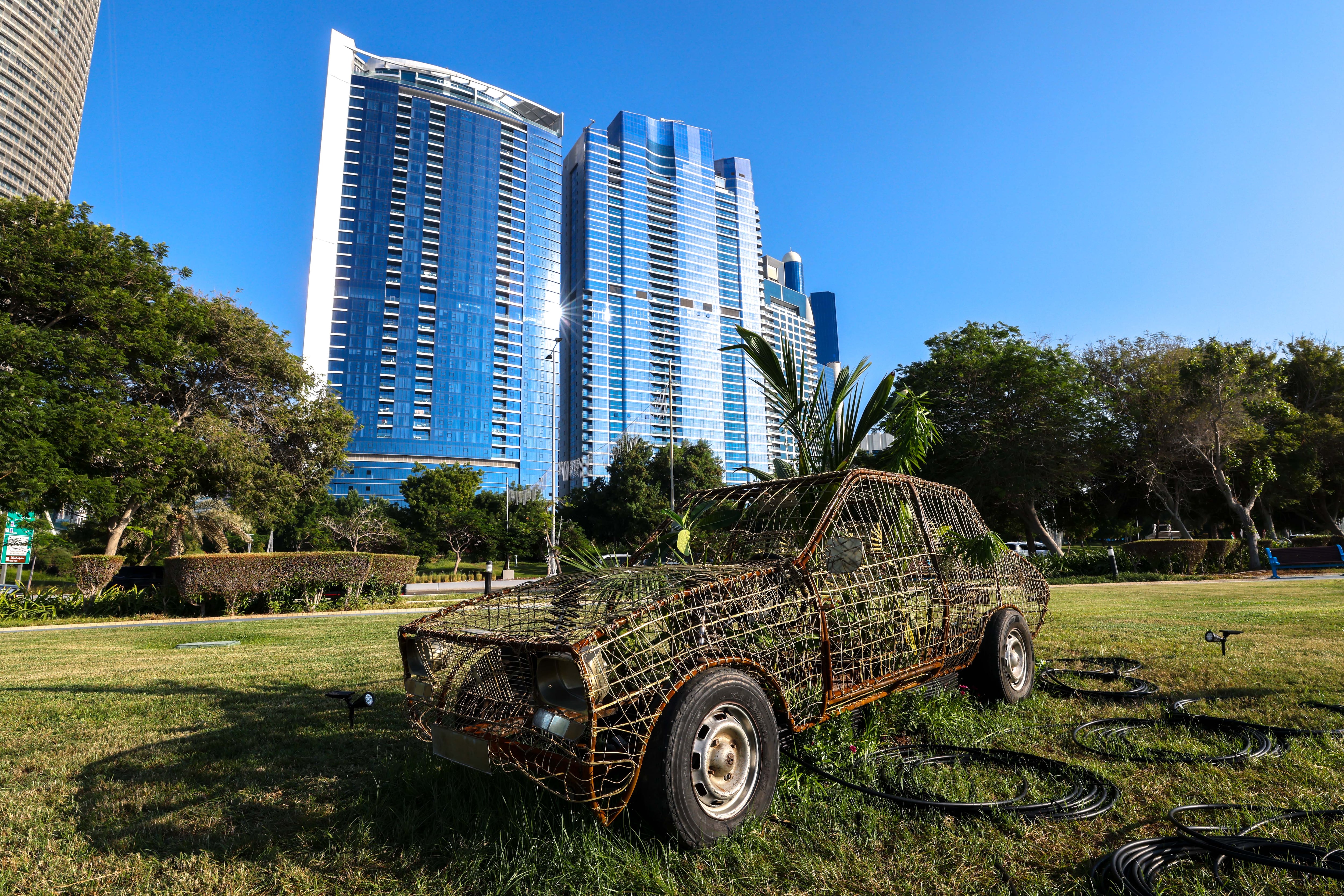 Sammy Baloji's Kombwelo 504 (2024) was presented at the inaugural Public Art Abu Dhabi Biennial, which featured more than 50 projects across Abu Dhabi and Al Ain. Victor Besa / The National
