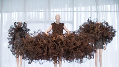 A 3-D printed top and skirt. Branden Camp / AP Photo