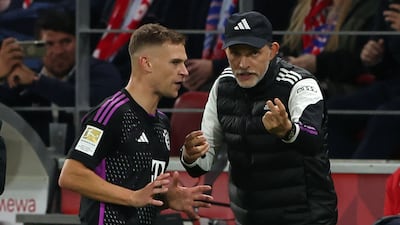 Bayern manager Thomas Tuchel gives instructions to Joshua Kimmich. Getty