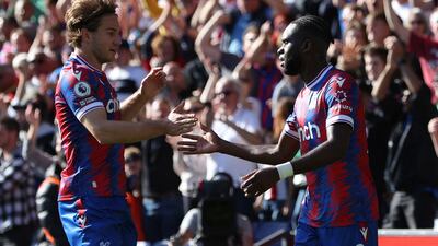 Crystal Palace's Odsonne Edouard celebrates levelling at 1-1. Action Images