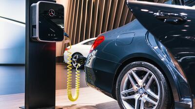 A hybrid Mercedes S500e on display at the opening night of the Dubai International Motor Show. Alex Atack for The National