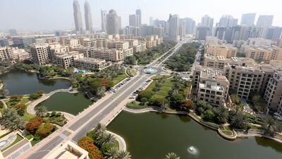 The Greens residential area and Motor City were rated the top communities in Dubai to live in. Pawan Singh / The National
