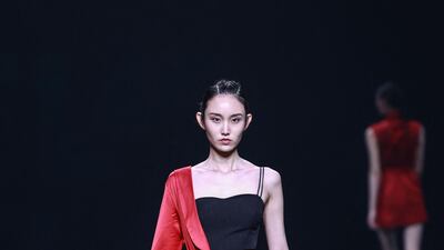 A creation for the Hempel Award, the 29th China International Young Fashion Designers Contest, during China Fashion Week. AFP