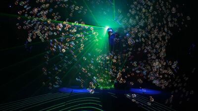 Bubble artists Melody Yang, 24, and Deni Yang, 26, are bringing their family’s off-Broadway show to the region for the first time. Courtesy of Yardstick Marketing.