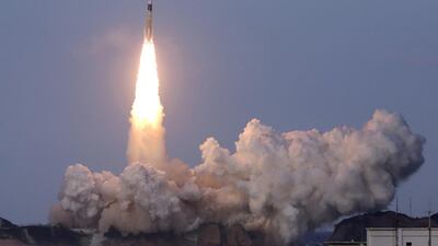 A file picture of Japan's H2A rocket lifting off from the southern island of Tanegashgima carrying a Canadian telecommunications satellite. Courtesy Jiji Press