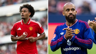 Manchester United home and away kits. Getty Images