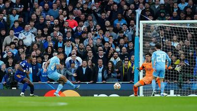 Manchester City's Gabriel Jesus scores the second goal. PA