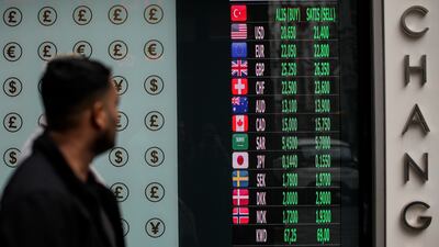 Exchange rates at currency trader's outlet in Istanbul after President Recep Tayyip Erdogan won Turkey's run-off election. AP