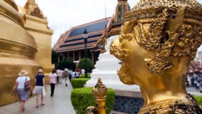 Wat Phra Kaew, or the Temple of the Emerald Buddha in Rattanakosin, one of Bangkok's most-visited attractions.