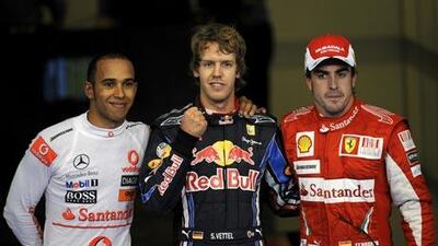 Red Bull's German driver Sebastian Vettel took the pole position ahead of McLaren Mercedes' British driver Lewis Hamilton and Ferrari's Spanish driver Fernando Alonso.