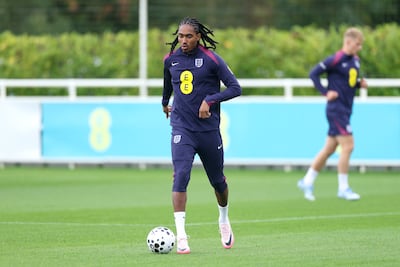 Djed Spence during an England training session. Getty Images
