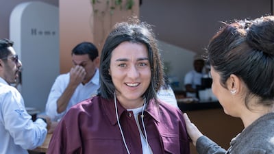 Tunisian tennis player Ons Jabeur speaks to media at the World Sports Summit in Dubai.