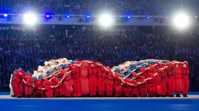 Dancers perform during the Paralympics opening ceremonies on Friday. Julian Stratenschulte / EPA / March 7, 2014