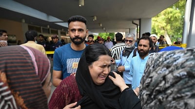 A mother reacts after newborn babies died in a fire in the maternity ward of the Pakistan Institute of Medical Sciences hospital in Islamabad. AFP