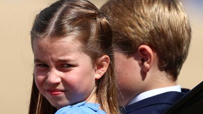 Charlotte and George during the queen's birthday parade in June 2022. AFP