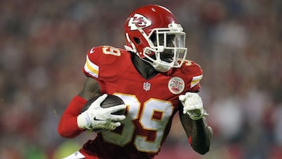 Kansas City's Husain Abdullah shown after intercepting a pass against New England during a win on Monday night in the NFL. Ed Zurga / AP / September 29, 2014