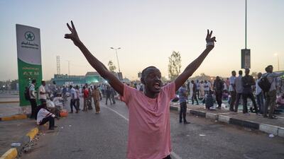 A Sudanese protester chanting soon after iftar on May 07, 2019 in Khartoum, Sudan. Getty