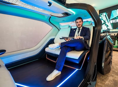 Ralph Debbas, chairman and CEO of W Motors, in the self-driving car prototype. Victor Besa / The National.