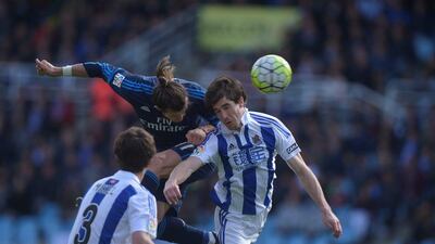 Real Madrid’s Gareth Bale scores a goal during match against Real Sociedad. REUTERS/Vincent West