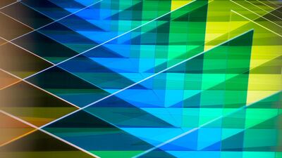 Rana Begum's winning 'No. 695 Abraaj' for the 2017 Abraaj Prize, an immense sculptural work made of coloured Perspex triangles. Courtesy Art Jameel