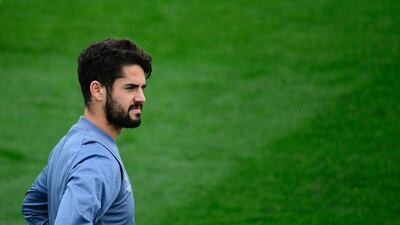 Real Madrid midfielder Isco attends training. Pierre-Philippe Marcou / AFP