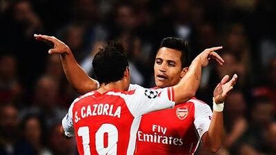 Alexis Sanchez, right, scored the winner for Arsenal late on Wednesday against Besiktas. Shaun Botterill / Getty Images