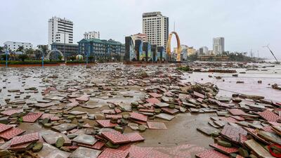 Cua Lo beach after Typhoon Bualoi made a landfall in Nghe An province, Vietnam. AFP