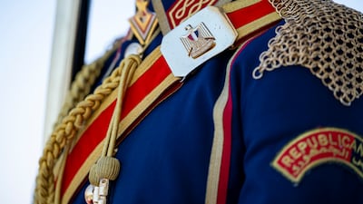 Egyptian honour guards prepare to welcome Sheikh Mohamed