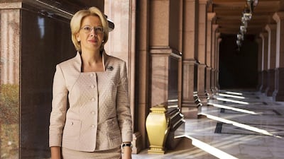 Inara Murniece, speaker of Latvia’s parliament, says the appointment of Hanan Al Alili as ambassador to Latvia shows that the two countries share similar views on women holding key positions in government. Mr Murniece was visiting the UAE for the first time in December 2016 for the Global Summit of Women Speakers of Parliament in Abu Dhabi. Christopher Pike / The National