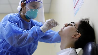 A pupil is tested for Covid-19.